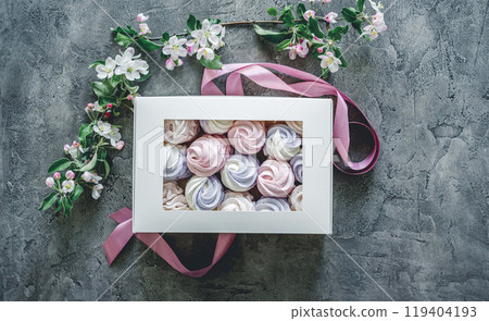 Box with sweet marshmallow Box with sweet marshmallow 119404193