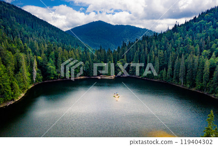 Aerial view of Synevir lake in Ukraine Aerial view of Synevir lake in Ukraine 119404302