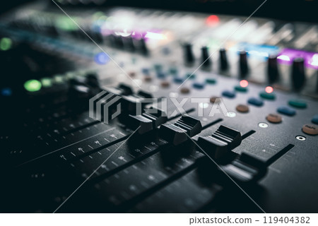 Sound control music mixer in record studio Sound control music mixer in record studio 119404382