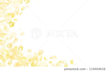Amber flower spring template.Yellow falling rose or sunflowers petals. 119404638