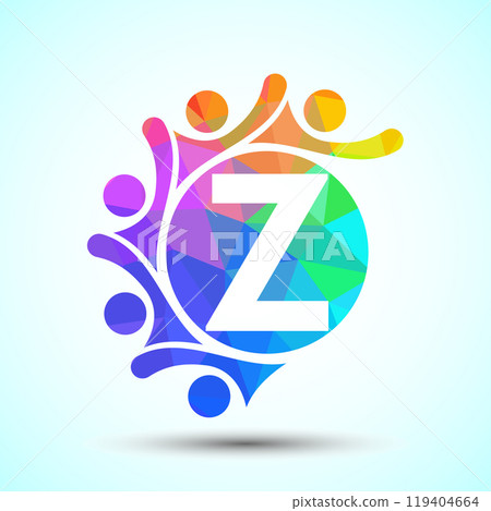 Initial alphabet with connecting people. Team, cooperation logo sign symbol Initial alphabet with connecting people. Team, cooperation logo sign symbol 119404664