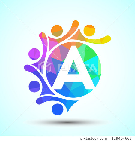 Initial alphabet with connecting people. Team, cooperation logo sign symbol 119404665