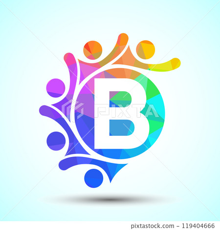 Initial alphabet with connecting people. Team, cooperation logo sign symbol 119404666