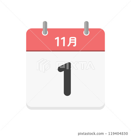 11 月 1 日每日日曆圖示 - 日期為 11/1 的日本日曆插圖素材 119404830