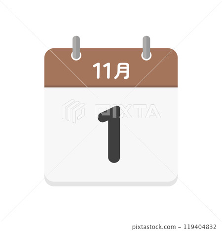 November 1st daily calendar icon - Illustration material of a Japanese calendar with the date 11/1 November 1st daily calendar icon - Illustration material of a Japanese calendar with the date 11/1 119404832