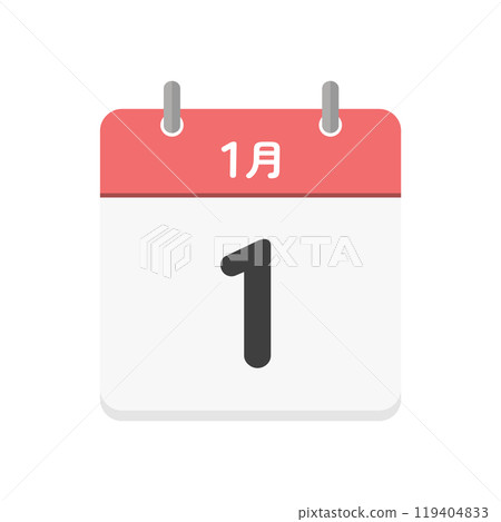 1 月 1 日每日日曆圖示 - 日本日曆，包含元旦、新年等圖像，日期為 1/1 119404833