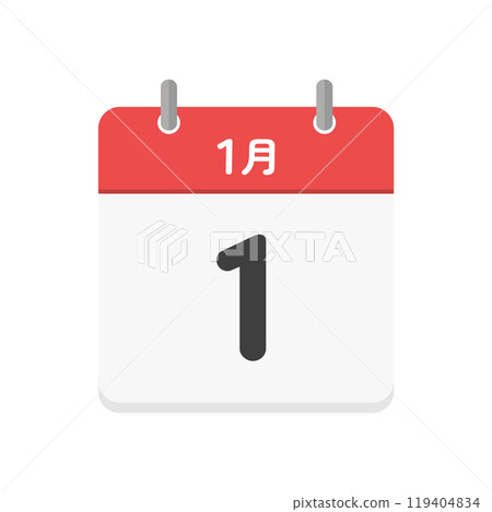 January 1st daily calendar icon - Japanese calendar with the date 1/1 and the image of New Year's Day or New Year January 1st daily calendar icon - Japanese calendar with the date 1/1 and the image of New Year's Day or New Year 119404834