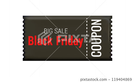 Black Friday Discount Coupons voucher in 3d. Black and red color. Online store design promotion marketing. Isolated element. Vector illustration. Black Friday Discount Coupons voucher in 3d. Black and red color. Online store design promotion marketing. Isolated element. Vector illustration. 119404869