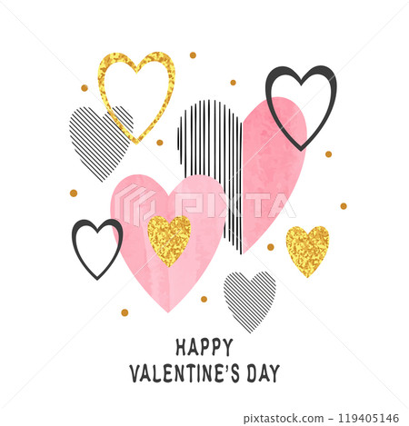 Valentines day card with abstract pink hearts. Love illustration Valentines day card with abstract pink hearts. Love illustration 119405146
