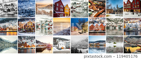 Collage of sights of Bergen 119405176