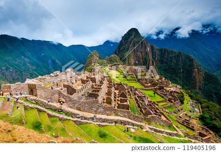 Breathtaking landscape of ancient majestic Machupicchu city 119405196