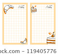 Set of templates for notes with sweets. 119405776