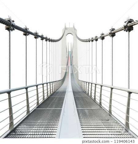 Suspension Bridge Isolated On White Background 119406143