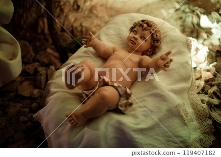 Baby Jesus Just Born Artistic Representation  119407182