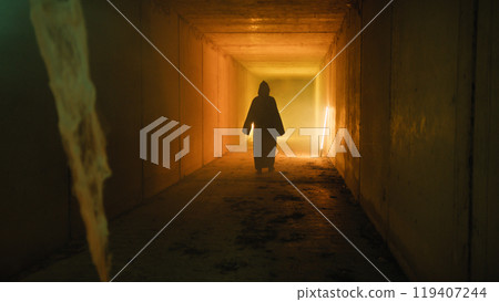 Strange Creature Walking In The Light Of Halloween 119407244