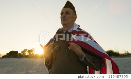 Flag Protecting The Old Veteran Soldier Flag Protecting The Old Veteran Soldier 119407295