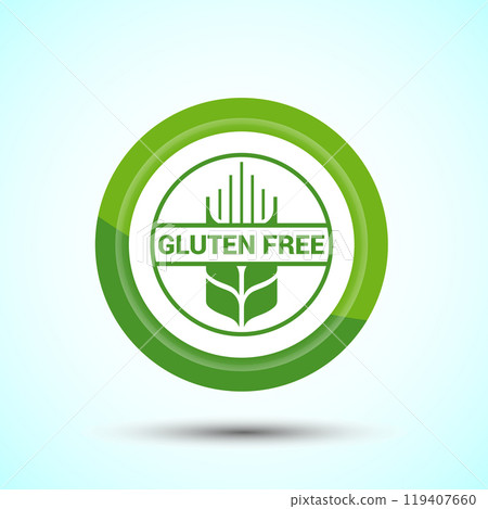 Gluten Free Icon Design Illustration, Non Gluten Food Sign For Apps And Websites, Button Design 119407660