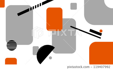Abstract geometric shapes poster, red and grayscale tones 119407992