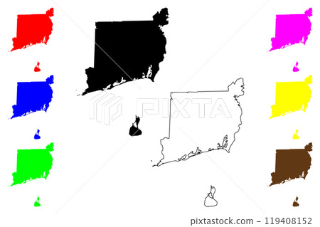 Washington County, State of Rhode Island and Providence Plantations (U.S. county, United States of America, USA, U.S., US) map vector illustration, scribble sketch South County map 119408152