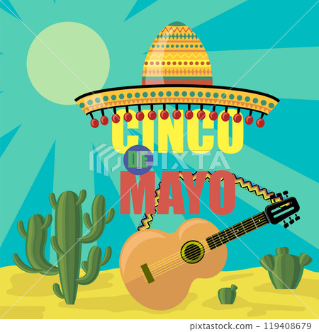 Vector Mexican festival Cinco de mayo. Banner for party. Traditional holiday. 119408679