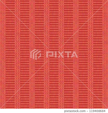 Vector Stylish Knit. Red Knitted Texture. Woolen Pullover Canvas Print. Winter Fabric Pattern 119408684