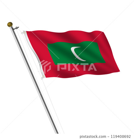 Maldives flagpole with clipping path Maldives flagpole with clipping path 119408692