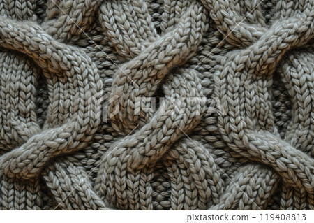 Knit Wool Sweater Texture with Braided Pattern close up  119408813