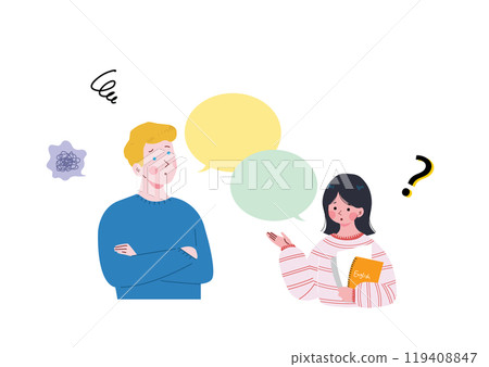 Illustration of a thinking international student 119408847