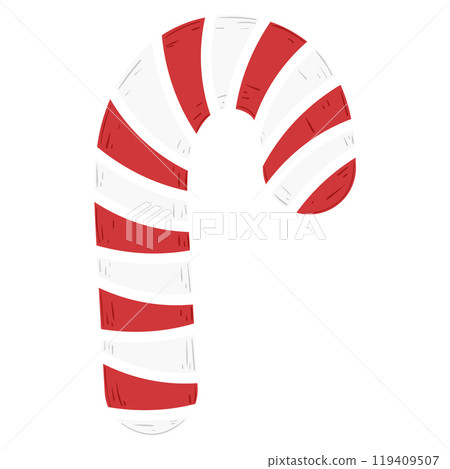 Candy cane illustration with red and white stripes, Vector 119409507