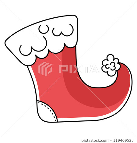 Christmas stocking illustration in red with white trim, Vector Christmas stocking illustration in red with white trim, Vector 119409523
