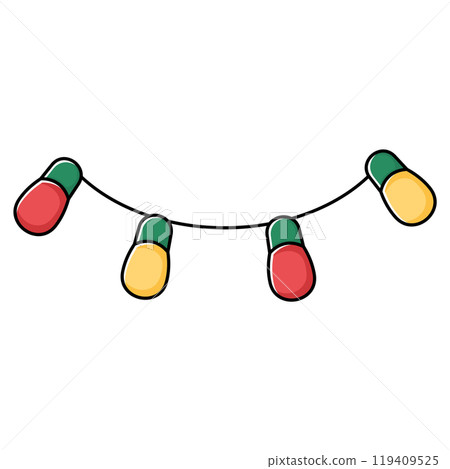 Festive Christmas lights illustration in red and yellow, Vector 119409525