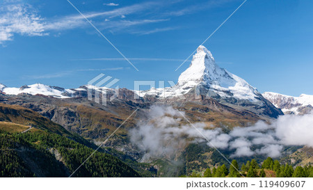 Spectacular view of the Matterhorn from the Rothorn, Zermatt, Switzerland Spectacular view of the Matterhorn from the Rothorn, Zermatt, Switzerland 119409607