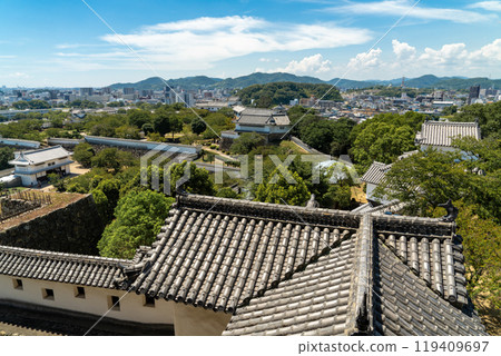 Himeji city as seen from the Himeji Castle tower 119409697