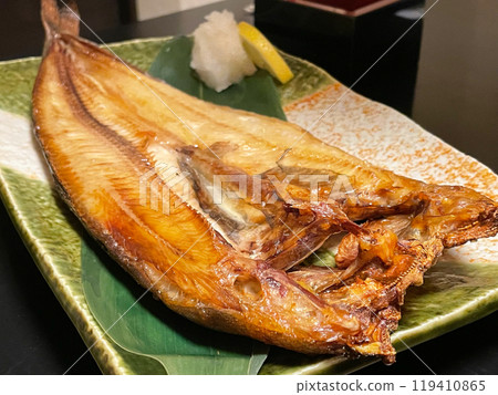 Hokkaido, Monbetsu, Atka mackerel dried overnight Hokkaido, Monbetsu, Atka mackerel dried overnight 119410865