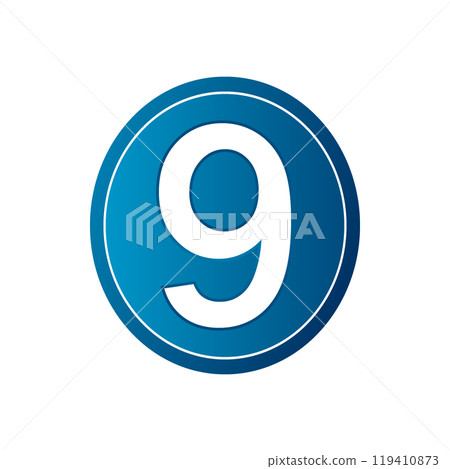 Button with number nine. 119410873