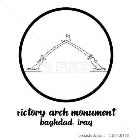 Circle Icon Victory Arch monument. vecor illustration Circle Icon Victory Arch monument. vecor illustration 119410893