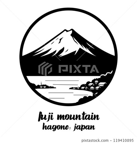 Circle Icon Fuji Mountain. Vector Illustration Circle Icon Fuji Mountain. Vector Illustration 119410895