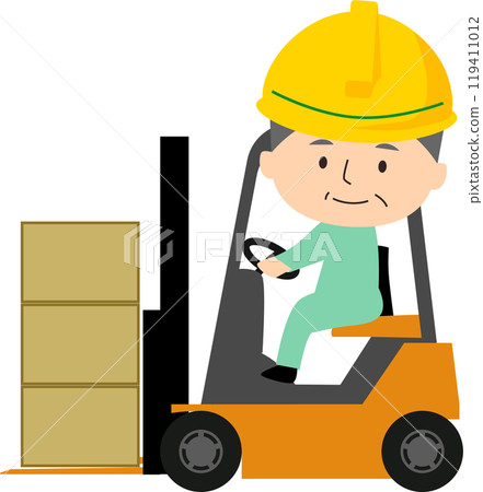 Senior man driving a forklift Senior man driving a forklift 119411012