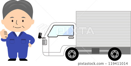 Senior driver and truck Senior driver and truck 119411014