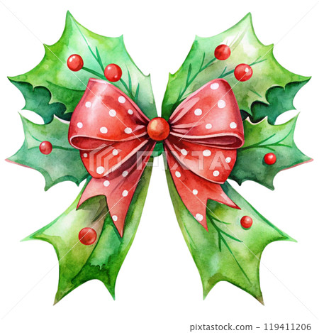 Christmas Day Elements Bow  Clipart Watercolor  119411206