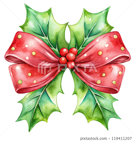 Christmas Day Elements Bow  Clipart Watercolor  119411207