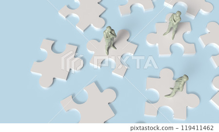 The man and puzzle for Business concept 3d rendering. 119411462