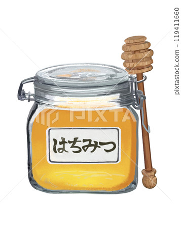 Honey (storage jar) with honey dipper 119411660