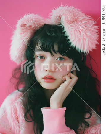 模擬照片風格的亞洲女性時尚肖像 119412493