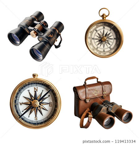 Vintage Travel Essentials Compasses and Binoculars Vintage Travel Essentials Compasses and Binoculars 119413334