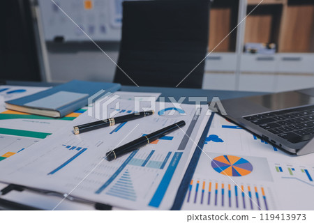 Team of business people are meeting to analyze data for marketing plan,Market research reports and income statistics, Financial and Accounting concept. Team of business people are meeting to analyze data for marketing plan,Market research reports and income statistics, Financial and Accounting concept. 119413973