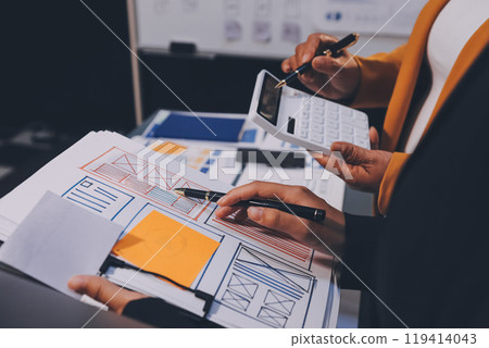The designer team is designing the uxui system to make the uxui system work well on new phones and support system updates. Website development concept UI UX front end designer The designer team is designing the uxui system to make the uxui system work well on new phones and support system updates. Website development concept UI UX front end designer 119414043