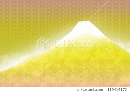 Golden Mount Fuji decorated with hemp leaf pattern 119414172