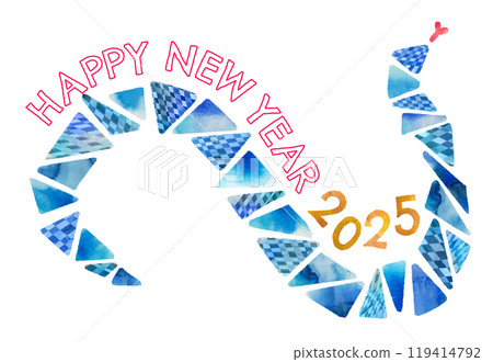 Watercolor Snake Year New Year's Card 2025 119414792
