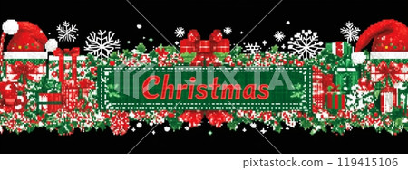 Christmas banner with festive decorations and text Christmas banner with festive decorations and text 119415106